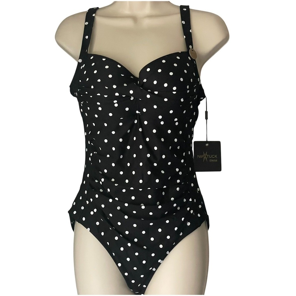 Nip Tuck Swim Polka Dot One Piece Swimsuit Size 10 NWT